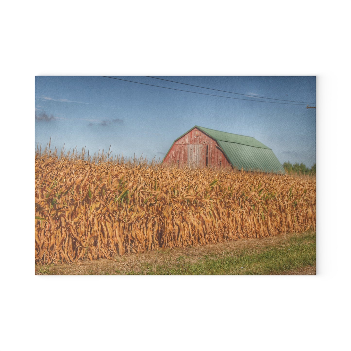 U R There Photography Beyond the Harvest Corn I Rustic Farmhouse Tempered-Glass Cutting Board