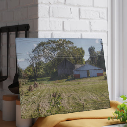 U R There Photography Havens Road Grey Rustic Farmhouse Tempered-Glass Cutting Board