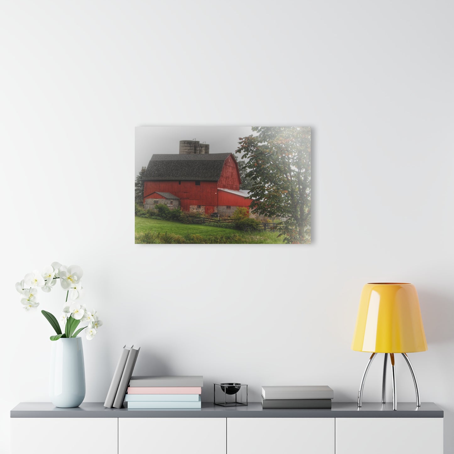 U R There Photography Five Lakes Road Red I Rustic Farmhouse Acrylic Wall Print