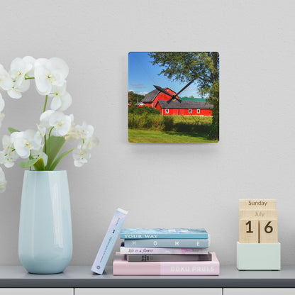 U R There Photography Lake Pleasant Reds II Rustic Farmhouse Acrylic Analog Wall Clock