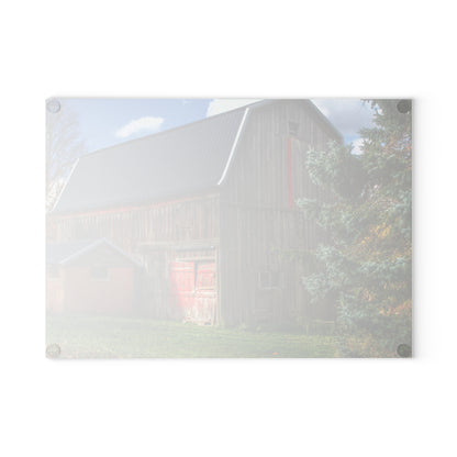 U R There Photography East Leonard Road Red Rustic Farmhouse Tempered-Glass Cutting Board
