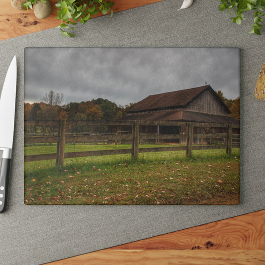 U R There Photography Chalet Grey I Rustic Farmhouse Tempered-Glass Cutting Board