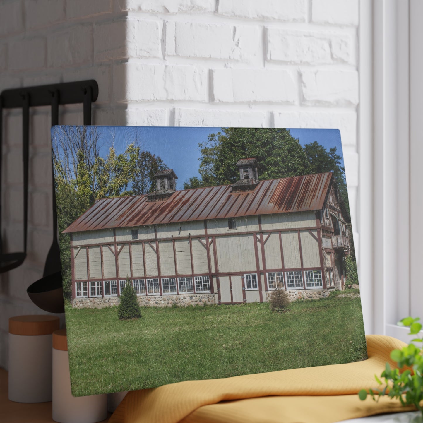 U R There Photography Bordman Road Rusted Rustic Farmhouse Tempered-Glass Cutting Board