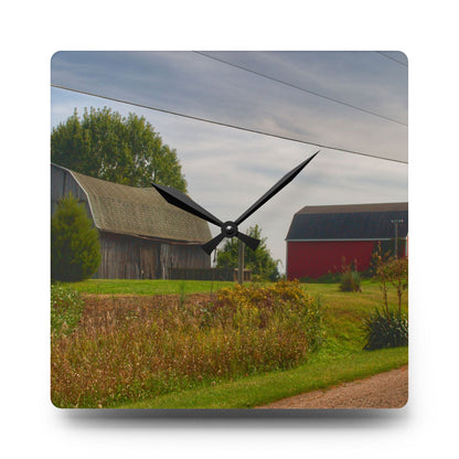 U R There Photography Schott Road Generations Rustic Farmhouse Acrylic Analog Wall Clock