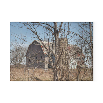 U R There Photography Hill Road Hidden Grey III Rustic Farmhouse Tempered-Glass Cutting Board