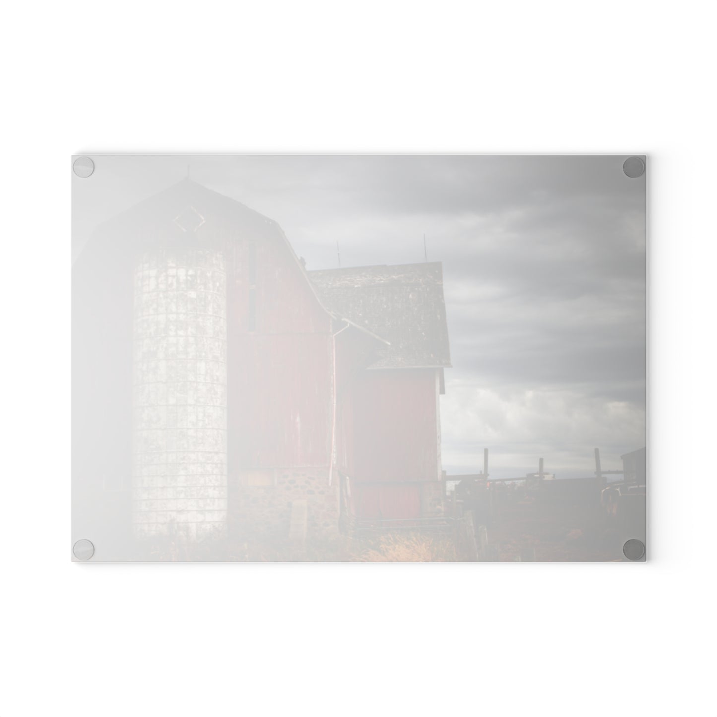 U R There Photography Hurd Corners Red II Rustic Farmhouse Tempered-Glass Cutting Board