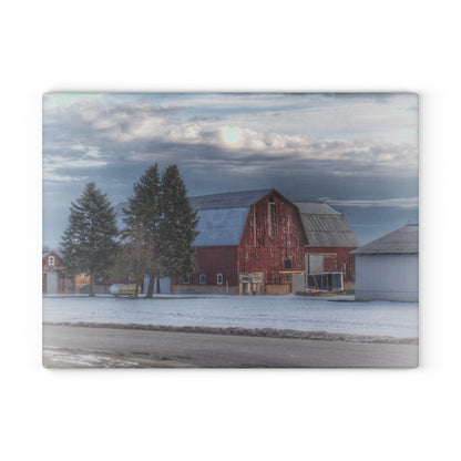 U R There Photography Glover Road Red Rustic Farmhouse Tempered-Glass Cutting Board