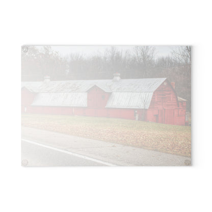 U R There Photography Caseville Red Rustic Farmhouse Tempered-Glass Cutting Board