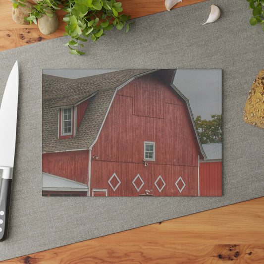 Barn Boutique Rustic Tempered-Glass Cutting Board| Brauer Road Red