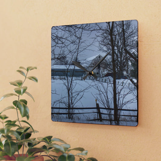U R There Photography Oakwood Hidden White Rustic Farmhouse Acrylic Analog Wall Clock