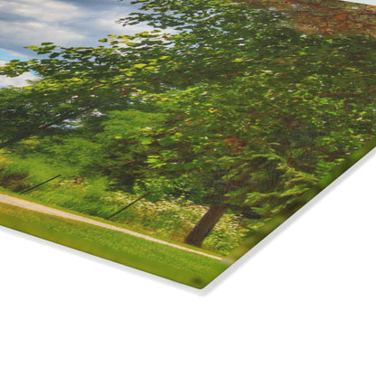 U R There Photography Hough Barn View Rustic Farmhouse Tempered-Glass Cutting Board