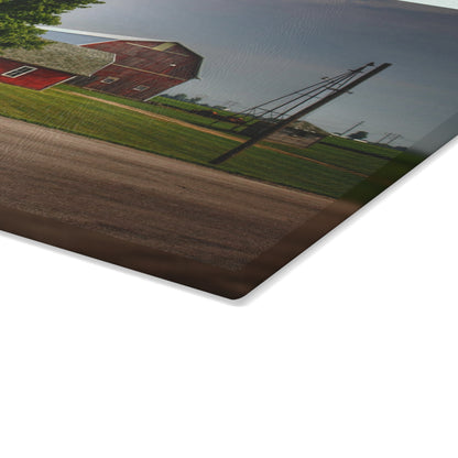 U R There Photography Bradford Road Reds Rustic Farmhouse Tempered-Glass Cutting Board