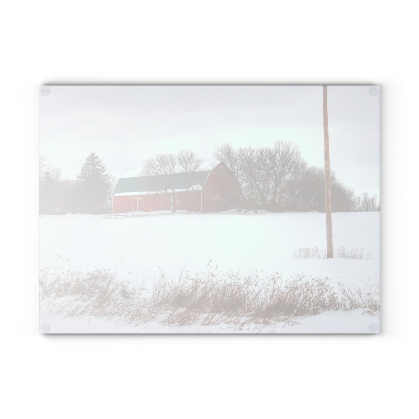 U R There Photography Five Lakes Hidden Red Rustic Farmhouse Tempered-Glass Cutting Board