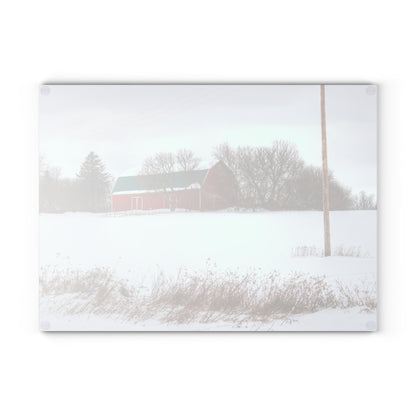 U R There Photography Five Lakes Hidden Red Rustic Farmhouse Tempered-Glass Cutting Board