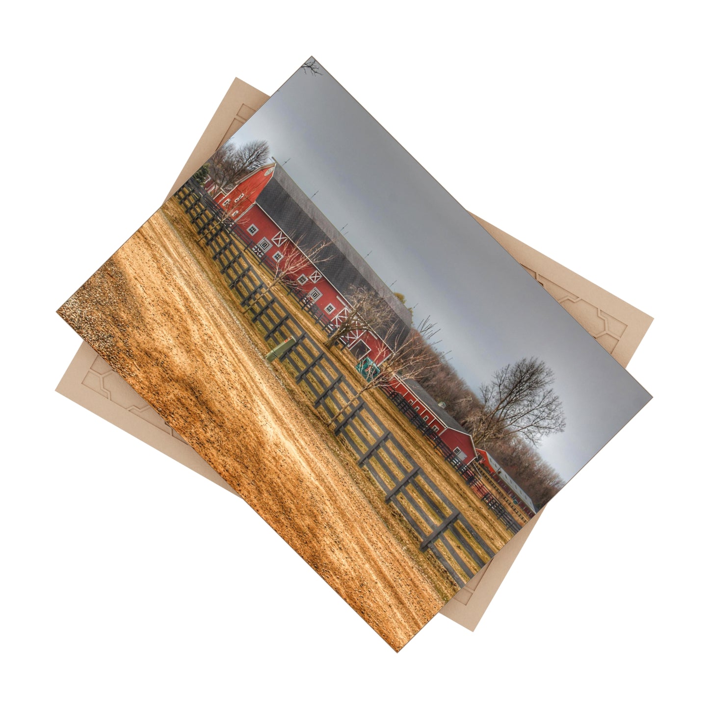 U R There Photography Barber Road Farm II Rustic Farmhouse Decorative Ceramic Tile 6" × 8" Glossy