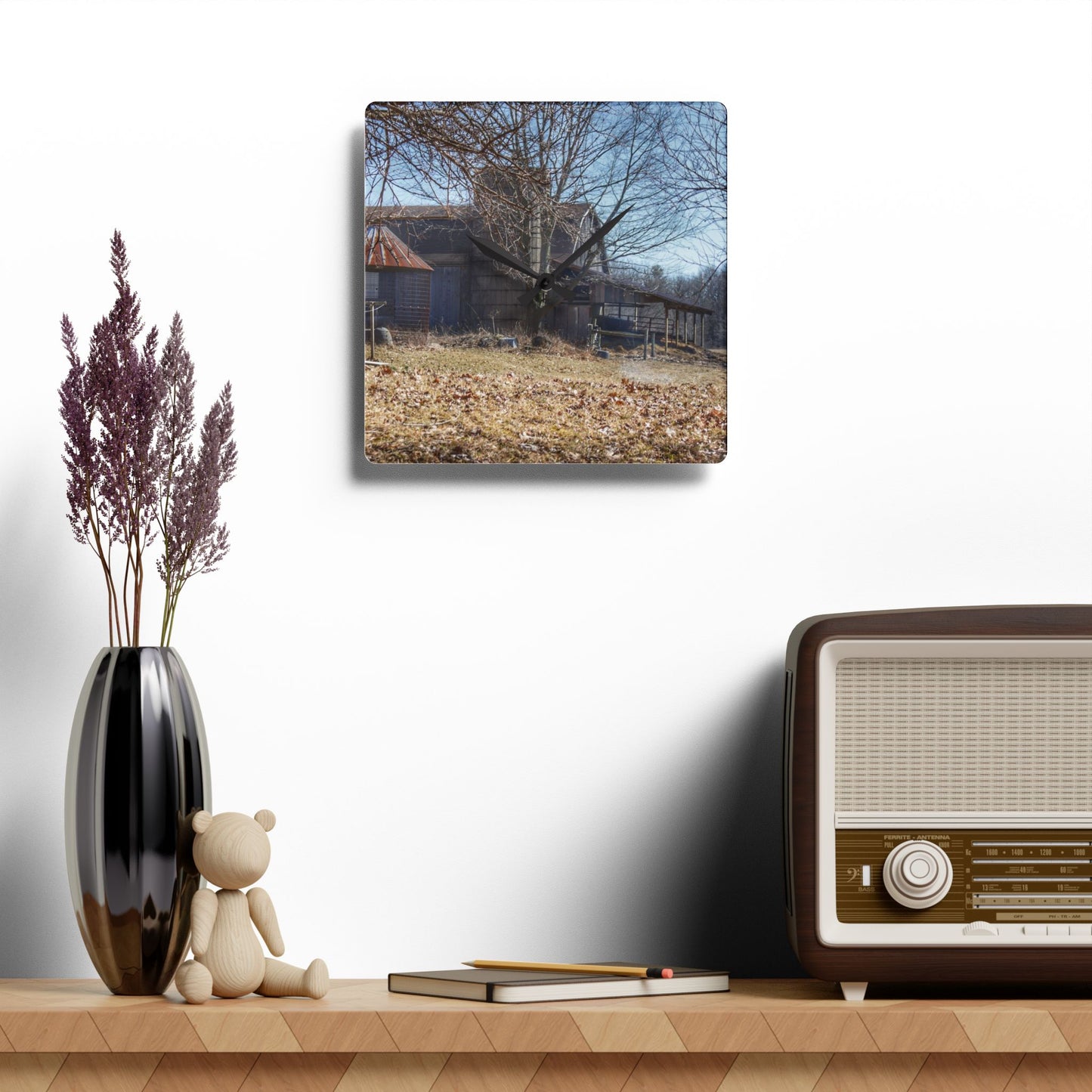 U R There Photography Hagerman Hidden Rustic Farmhouse Acrylic Analog Wall Clock