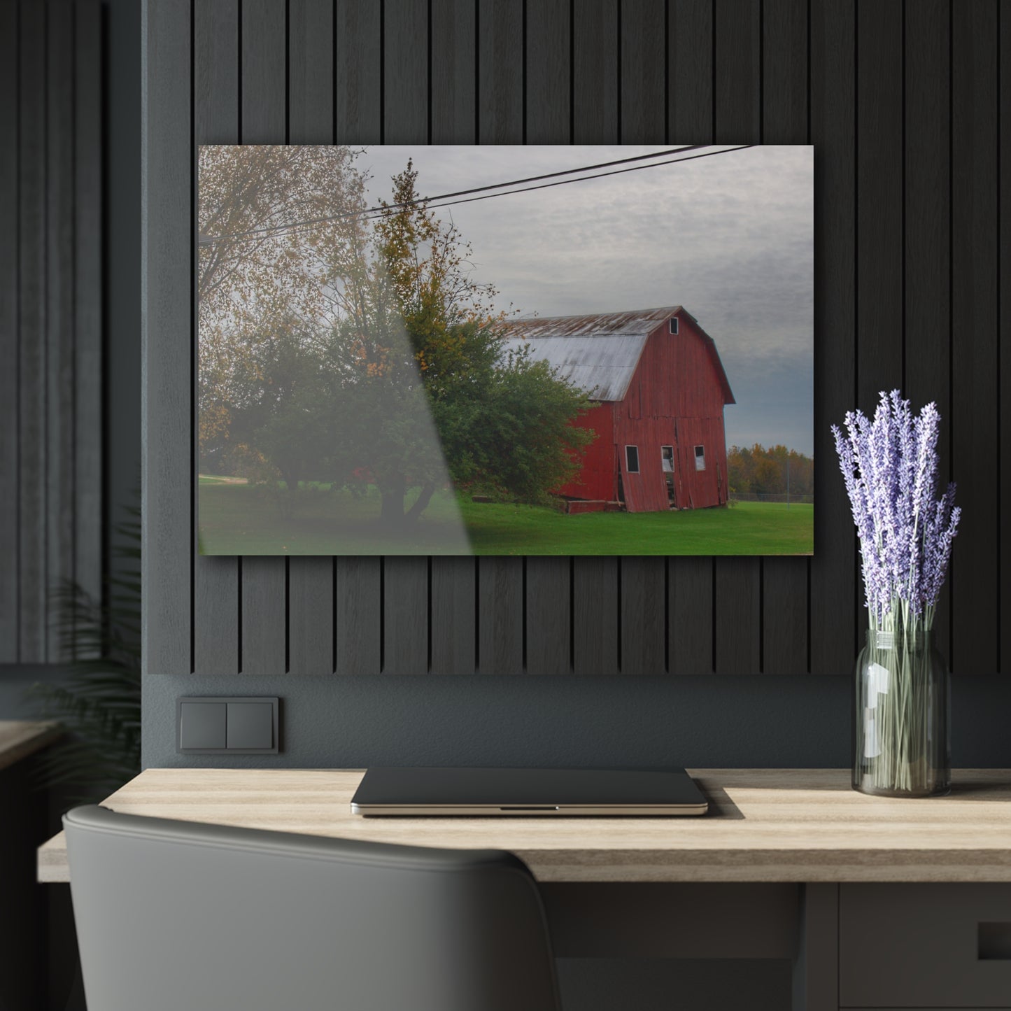 U R There Photography Perry Road Tilted Red Rustic Farmhouse Acrylic Wall Print