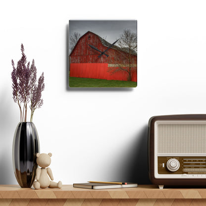 U R There Photography Almont Reds Rustic Farmhouse Acrylic Analog Wall Clock
