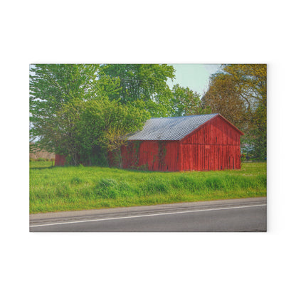 U R There Photography M-25 Little Red Rustic Farmhouse Tempered-Glass Cutting Board