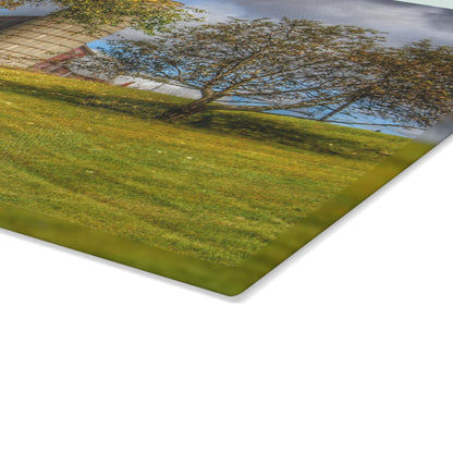 U R There Photography M-24 Hilltop Grey Rustic Farmhouse Tempered-Glass Cutting Board