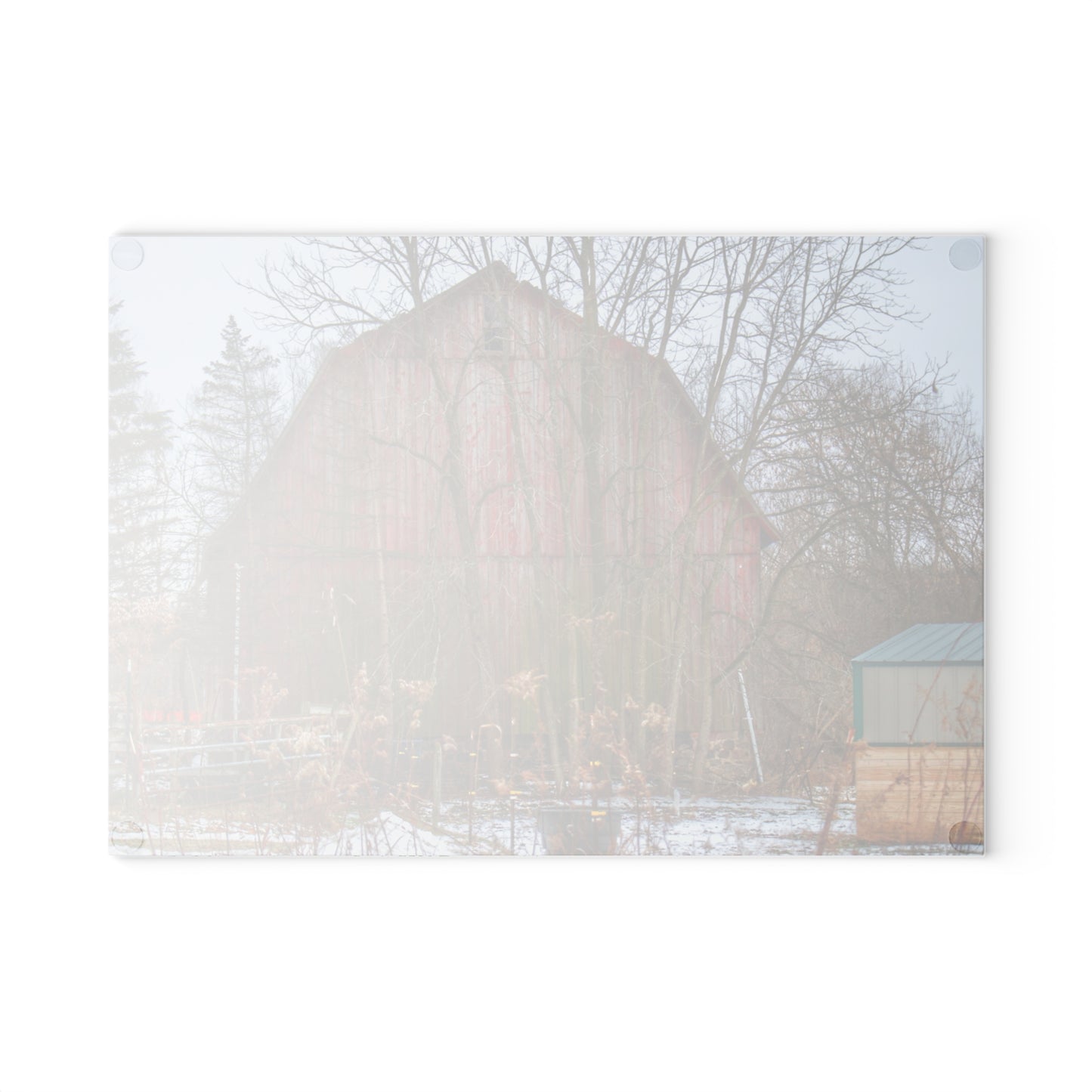 U R There Photography LeValley Road Red Rustic Farmhouse Tempered-Glass Cutting Board