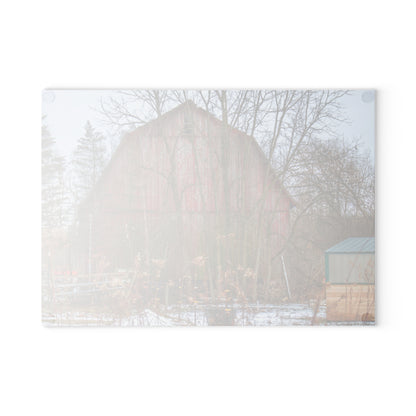 U R There Photography LeValley Road Red Rustic Farmhouse Tempered-Glass Cutting Board