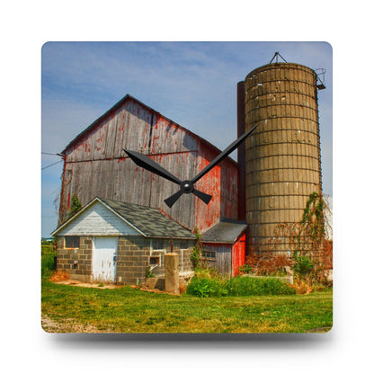 U R There Photography Marlette Red III Rustic Farmhouse Acrylic Analog Wall Clock