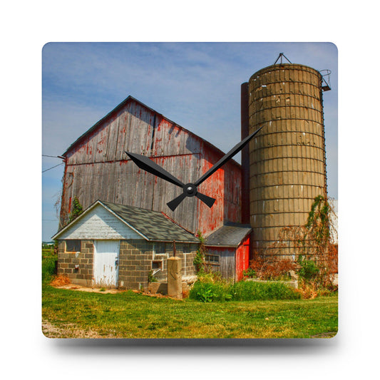 Marlette Red III Rustic Farmhouse Acrylic Analog Wall Clock 10.75'' × 10.75'' (Square)