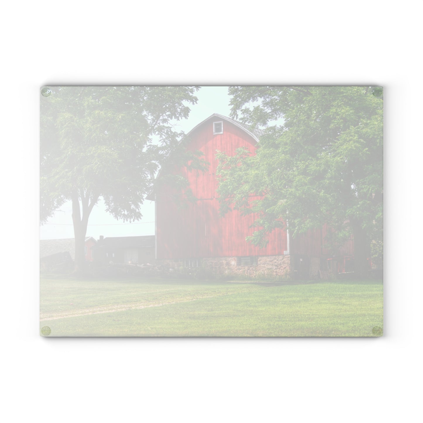 U R There Photography Summer Fieldstone Red Rustic Farmhouse Tempered-Glass Cutting Board