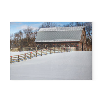 U R There Photography Morgan Lanes Cedar Shake Barn Rustic Farmhouse Tempered-Glass Cutting Board