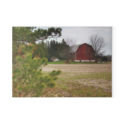 U R There Photography Hidden Millington Road Red Rustic Farmhouse Tempered-Glass Cutting Board