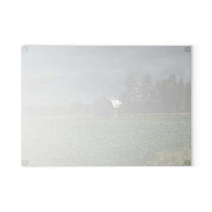 U R There Photography Belsay Grey Among the Pines Rustic Farmhouse Tempered-Glass Cutting Board