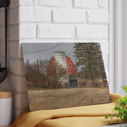 U R There Photography Blood Road Red and Horses Rustic Farmhouse Tempered-Glass Cutting Board