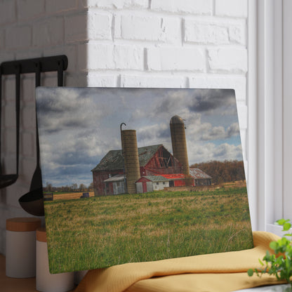 U R There Photography Centerline Road Red Rustic Farmhouse Tempered-Glass Cutting Board