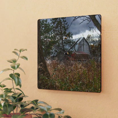 Barn Boutique Rustic Acrylic Analog Wall Clock| Booth Road Hidden Greys