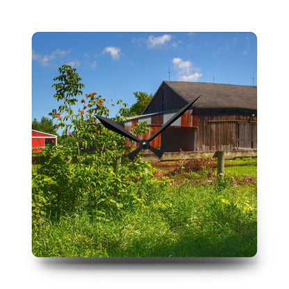 U R There Photography Beyond the Fence on Hunters Creek Rustic Farmhouse Acrylic Analog Wall Clock