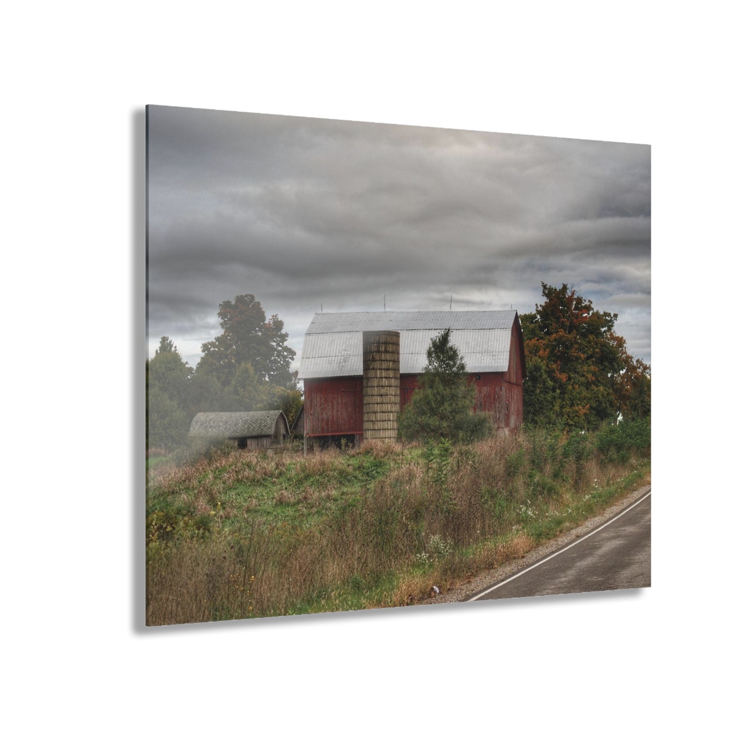 Barn Boutique Modern Farmhouse Acrylic Wall Print| Columbiaville Red in Fall I