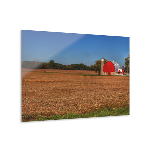 U R There Photography Brown City Wellman Line Road Red Rustic Farmhouse Acrylic Wall Print