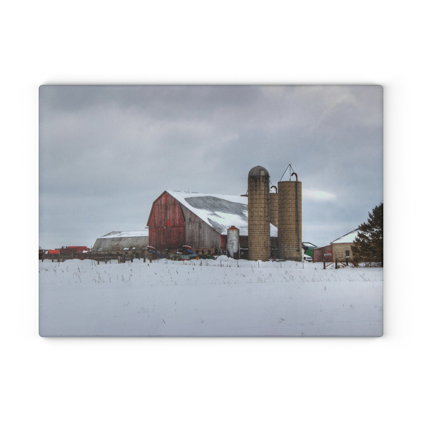 U R There Photography Five Lakes Farm II Rustic Farmhouse Tempered-Glass Cutting Board