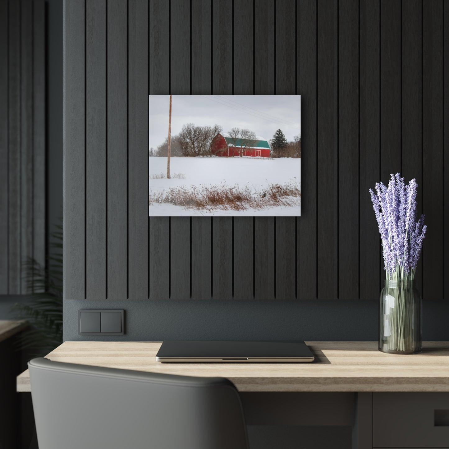 U R There Photography Five Lakes Hidden Red Rustic Farmhouse Acrylic Wall Print