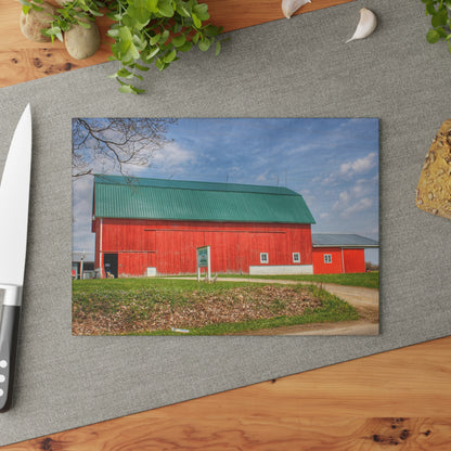 U R There Photography Coldwater Road Red II Rustic Farmhouse Tempered-Glass Cutting Board