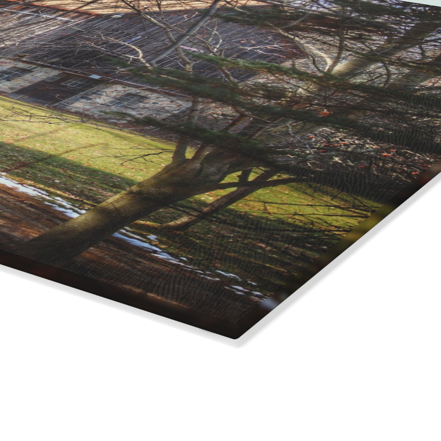 U R There Photography Newark Road Hidden Fieldstone Grey Rustic Farmhouse Tempered-Glass Cutting Board