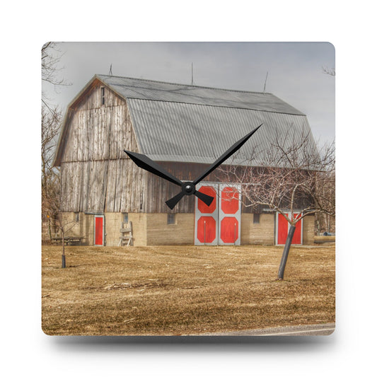 Sheridan Road Grey Rustic Farmhouse Acrylic Analog Wall Clock 10.75'' × 10.75'' (Square)