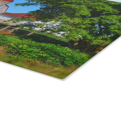 U R There Photography Vienna Roadside White Rustic Farmhouse Tempered-Glass Cutting Board