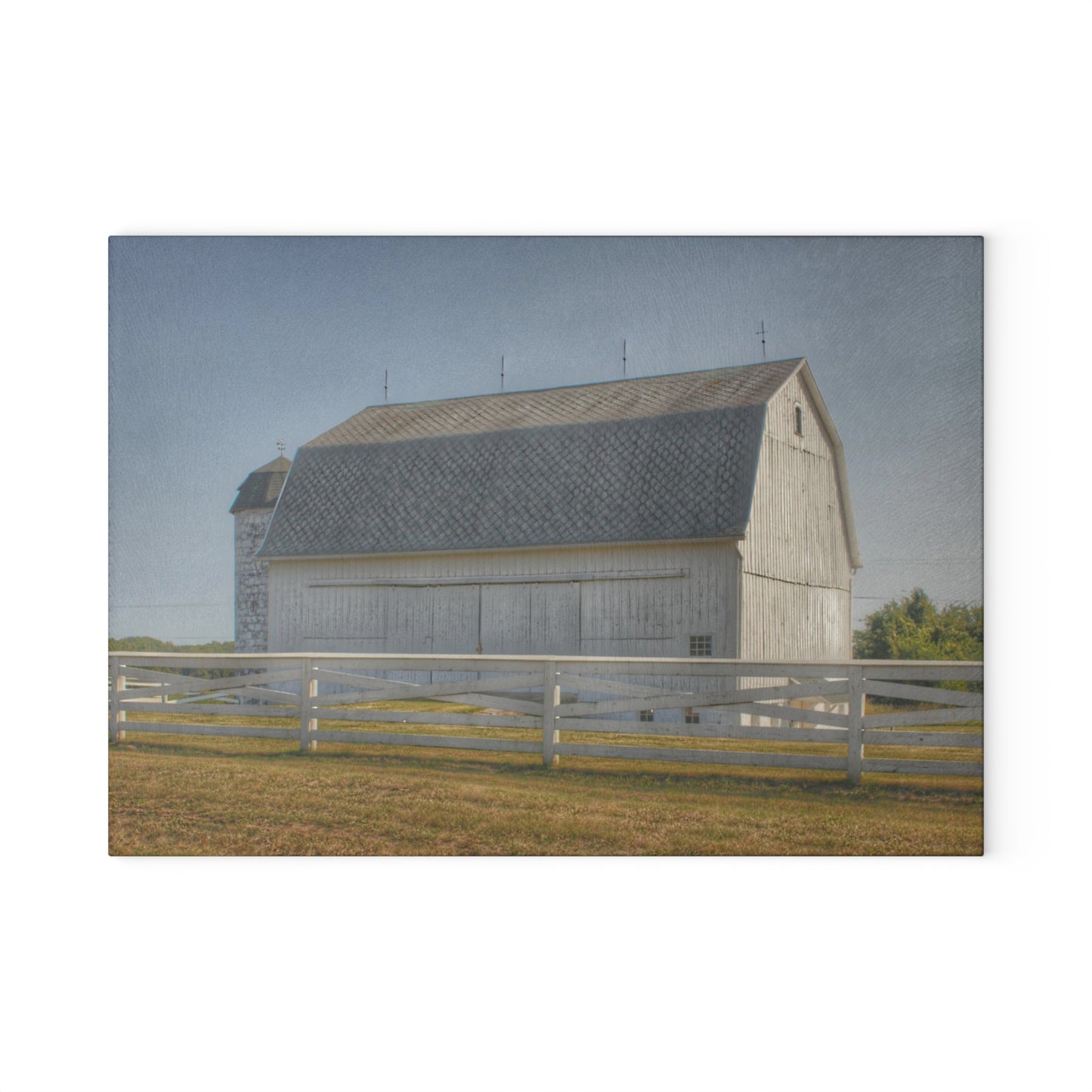 U R There Photography Belsay Road White Rustic Farmhouse Tempered-Glass Cutting Board