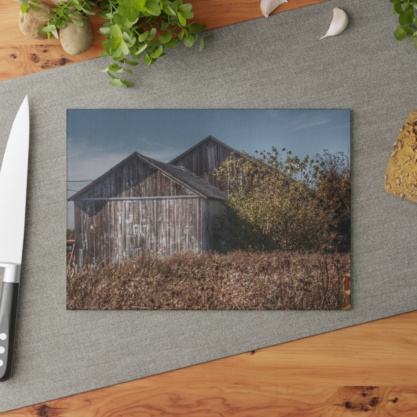 U R There Photography Fulmer Road Greys Rustic Farmhouse Tempered-Glass Cutting Board
