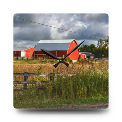 U R There Photography Beyond the Fence on Richfield Road Rustic Farmhouse Acrylic Analog Wall Clock