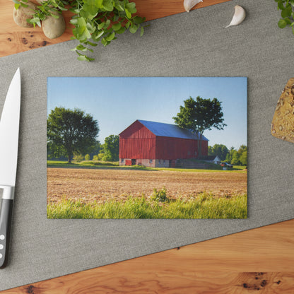 U R There Photography Morris Road Red Rustic Farmhouse Tempered-Glass Cutting Board