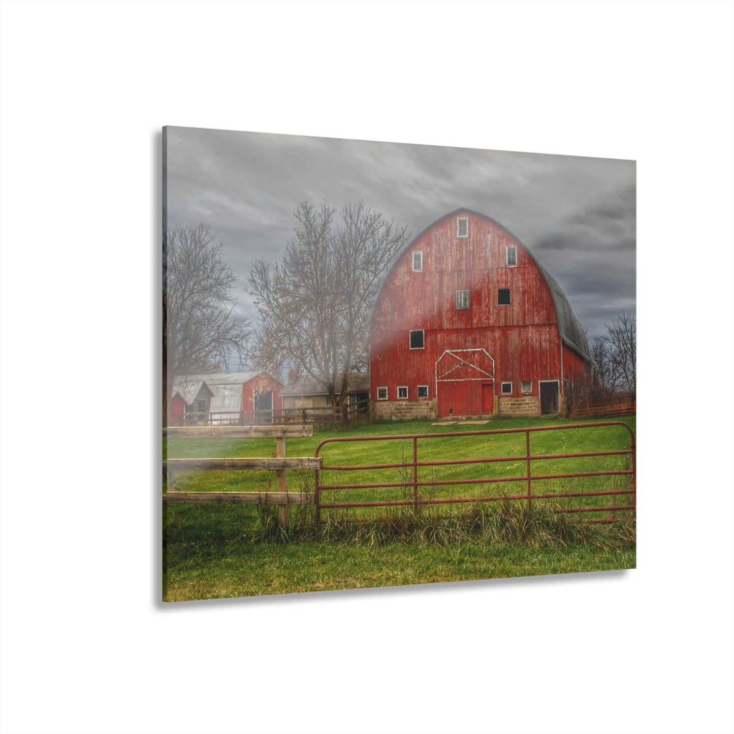 U R There Photography Beyond the Fence Red Rustic Farmhouse Acrylic Wall Print