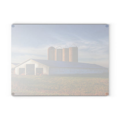 U R There Photography Peck White and Silos Rustic Farmhouse Tempered-Glass Cutting Board